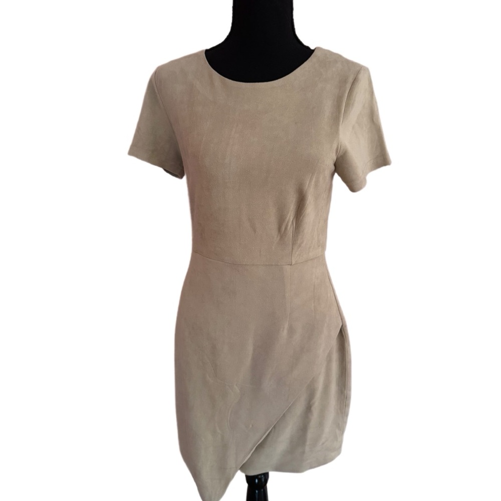 Aqua Beige Short Sleeve Mini Dress